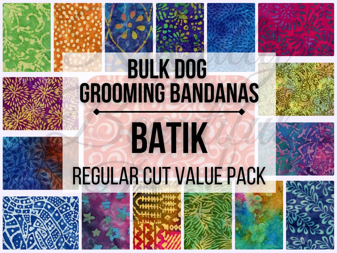Batiks Regular Cut Bulk Dog Grooming Bandanas Value Pack Grooming