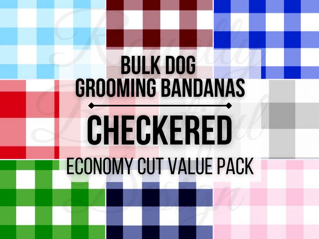 Checkered Plaid Economy Cut Bulk Dog Grooming Bandanas Etsy