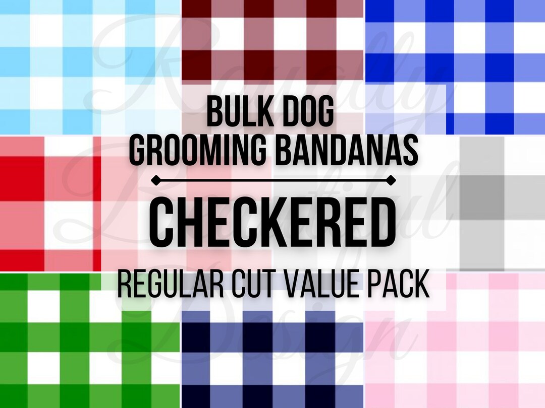 Checkered Plaid Regular Cut Bulk Dog Grooming Bandanas Value Pack