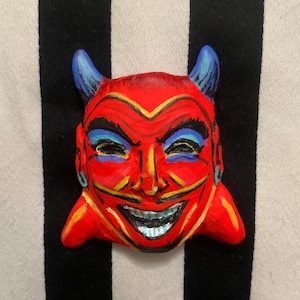 Devil Vintage Halloween Mask Pin