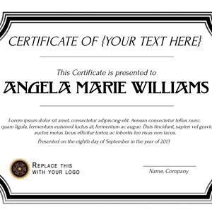 8.5x11 Certificate Template, Generic Certificate, Add Your Own Text Certificate, Instant Download, Certificate Download
