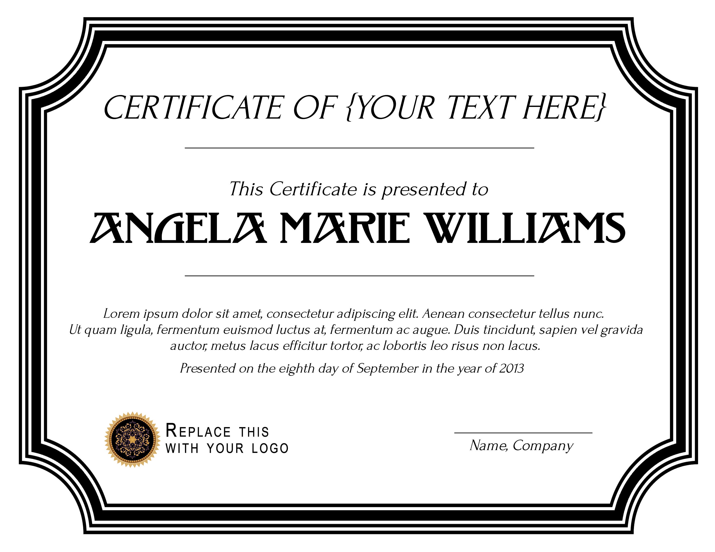 21.21x21 Certificate Template, Generic Certificate, Add Your Own Text  Certificate, Instant Download, Certificate Download Pertaining To Generic Certificate Template