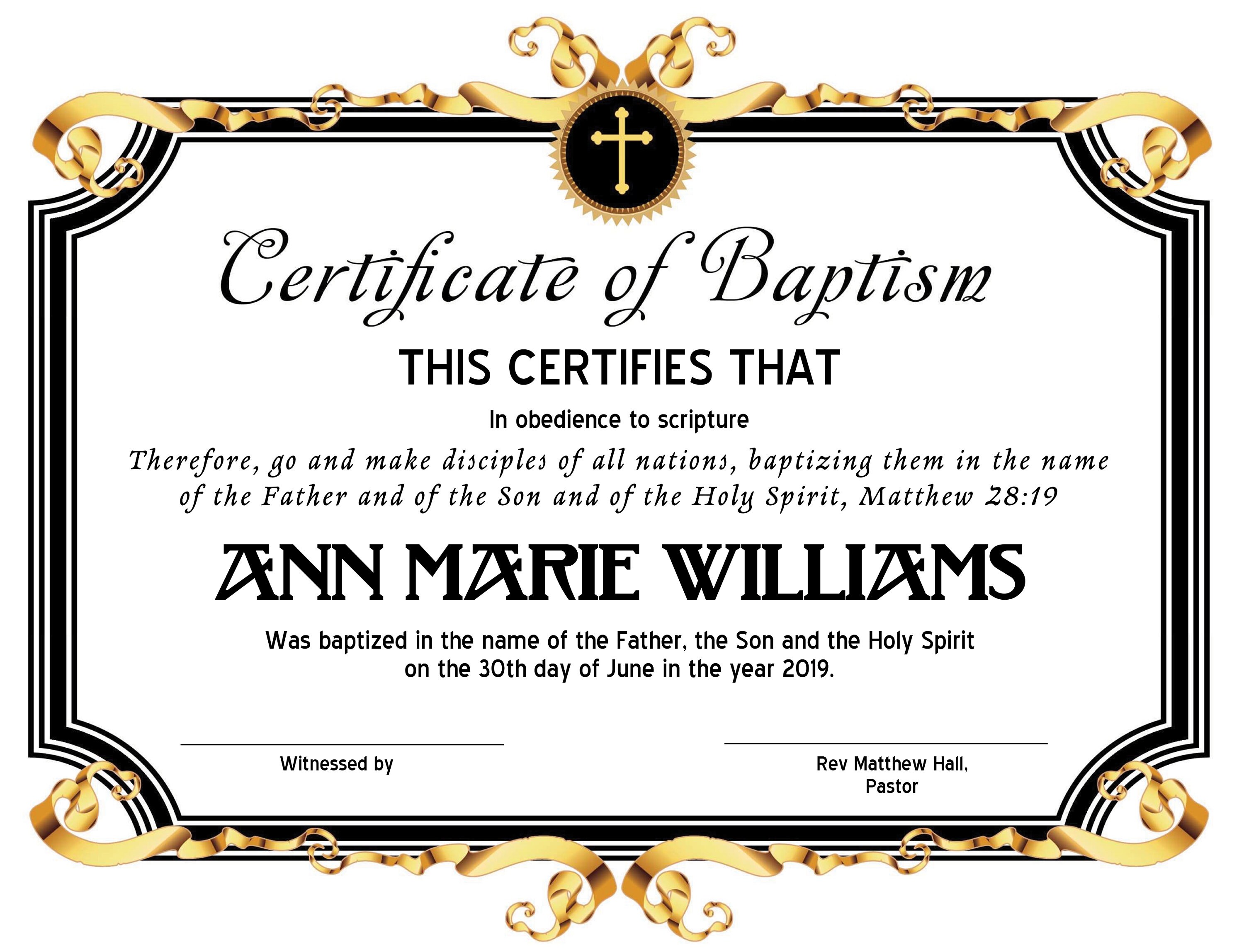 8 5x11 Baptism Certificate Template Edit In Microsoft Word Etsy Ireland
