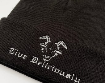 Live Deliciously Embroidered Beanie