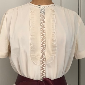 1940s Blouse, Lace, Ruffles &Tucks, Short Sleeves
