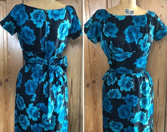 Glamorous 60s Silk Dress with Back Bow by TERRY-ALLEN