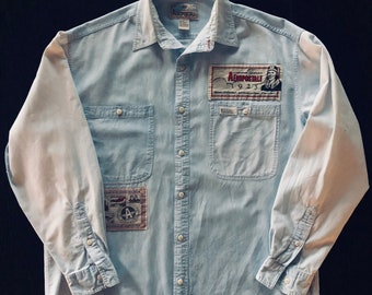 Herren 80er Jahre Baumwollhemd mit Aufnäher - Vintage 80s Aeropostale