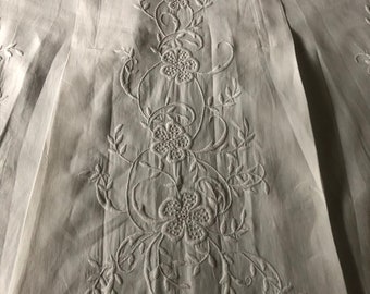 Beautiful Victorian Hand Embroidered White Cotton Floor Length Skirt