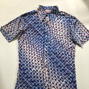 Disco Dance Men&#39;s Knit Shirt - Diagonal Graphic Print - Vintage 1970s