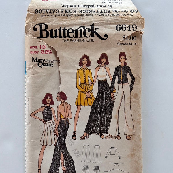 Mary Quant Butterick 1960s Jacket, Skirt, Pant & Top Sewing Pattern #6649 Original