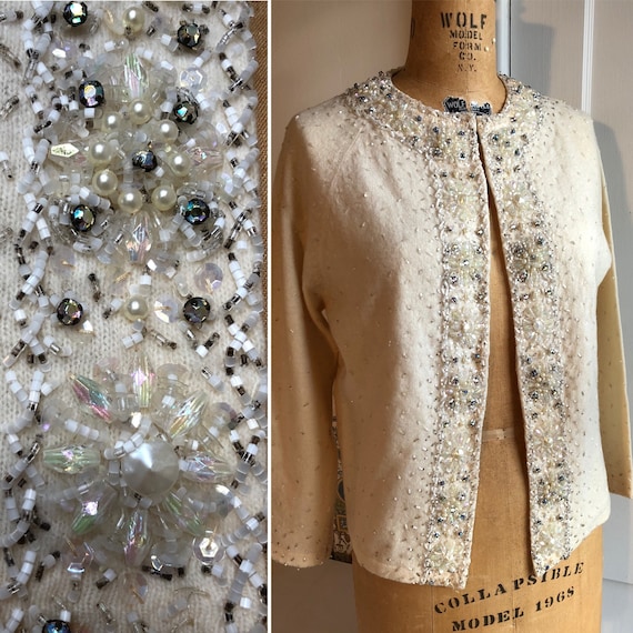 Fab Vintage 1950s Hand Beaded, Sequins and Pearls… - image 1