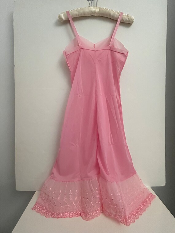 1960s Pink Lace Trim Full Slip by LONDON MADE - image 3