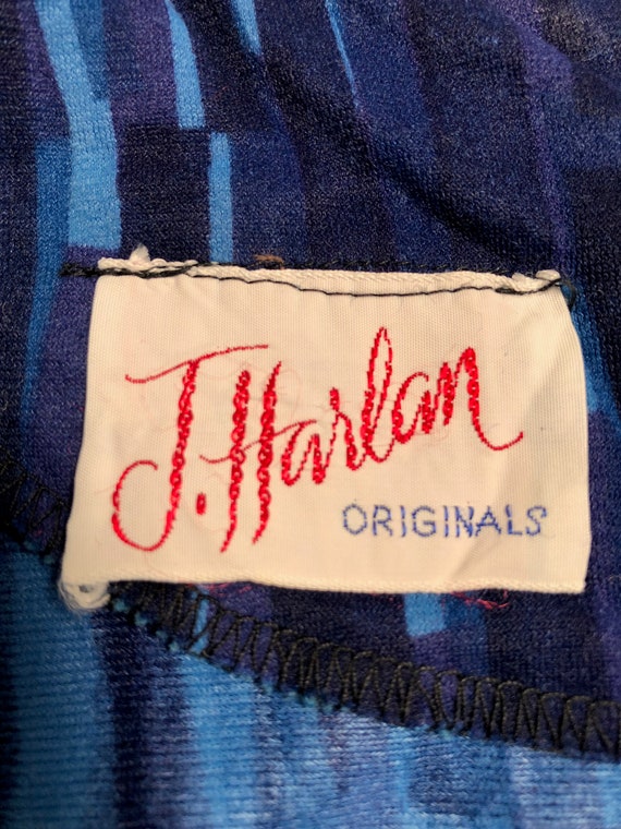 Blues Knit 1950s Dress w/ Tie Waist by J. Harlan … - image 9