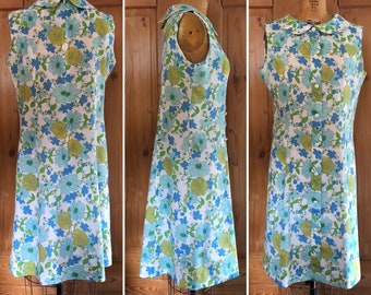 LIBERTY CIRCLE Robe d'été vintage sans manches à fleurs des années 60
