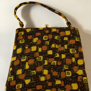 1950s Handbag, Zipper Compartment, Gold Clasp, Wool Fabric