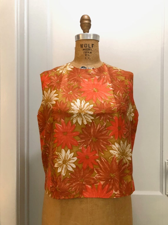 Cute 1960s Floral Silk Blouse by Lisa Robin