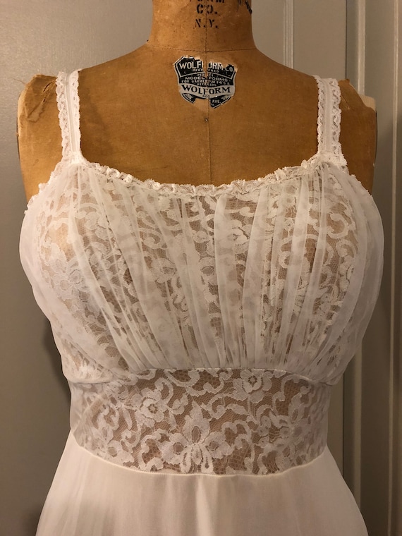 50s Lace Nylon Full Slip - Sheer Overlay, Carillon Slip