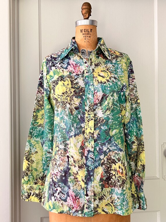 70s Floral Fireworks Blouse
