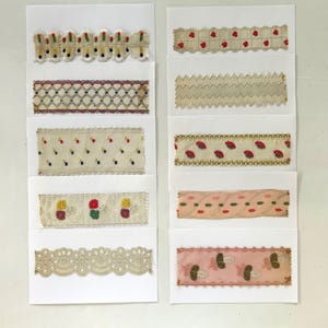 10 rubans français - Échantillons de rubans multicolores, blancs et roses - #12
