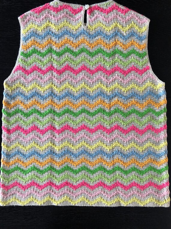 VTG Rainbow ZigZag Sweater - 1960s - image 5