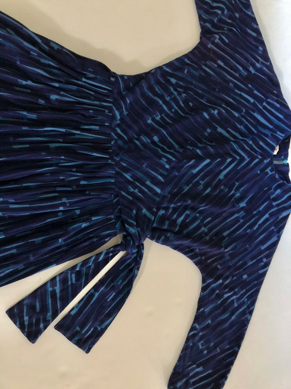 Blues Knit 1950s Dress w/ Tie Waist by J. Harlan … - image 5