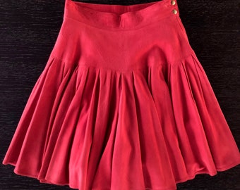 Vintage 80er Jahre Wildleder Culottes: Maxfield Parrish Persimmon Faltenrock, Größe 6