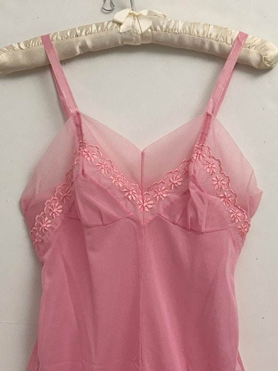 1960s Pink Lace Trim Full Slip by LONDON MADE - image 4