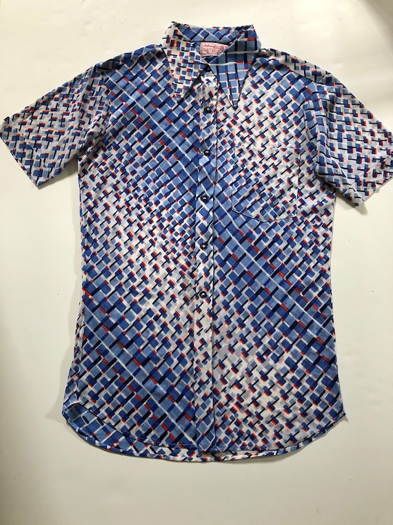 1970s Graphic Print Fine Knit Nylon Men’s Shirt