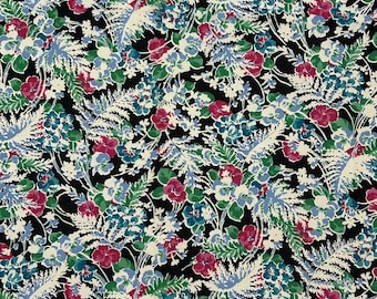 1940s Rayon Sheer Floral Print Fabric