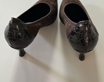 Donald Pliner Couture 1990s Suede & Mock Croc High Heels