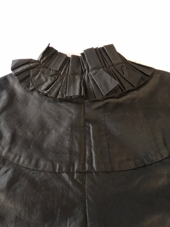 Victorian Black Silk Cape with Scallop Edges and … - image 6