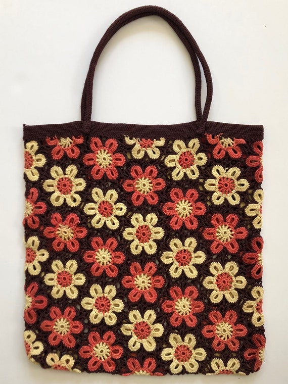 Flower Power Crochet Bag - Vintage 1970s