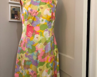 60s Silk Dress, Nat Kaplan in Soft Colors