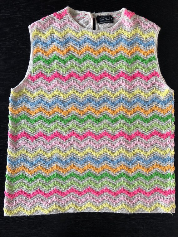 VTG Rainbow ZigZag Sweater - 1960s - image 4