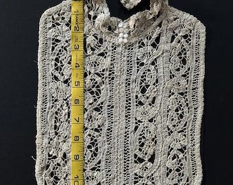 Victorian Handmade Lace Bib and Collar with Tiny Pearl Buttons
