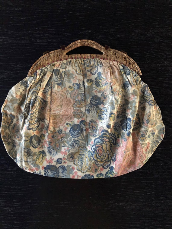 1800s French Bag w/ Early Plastic Handle - image 4