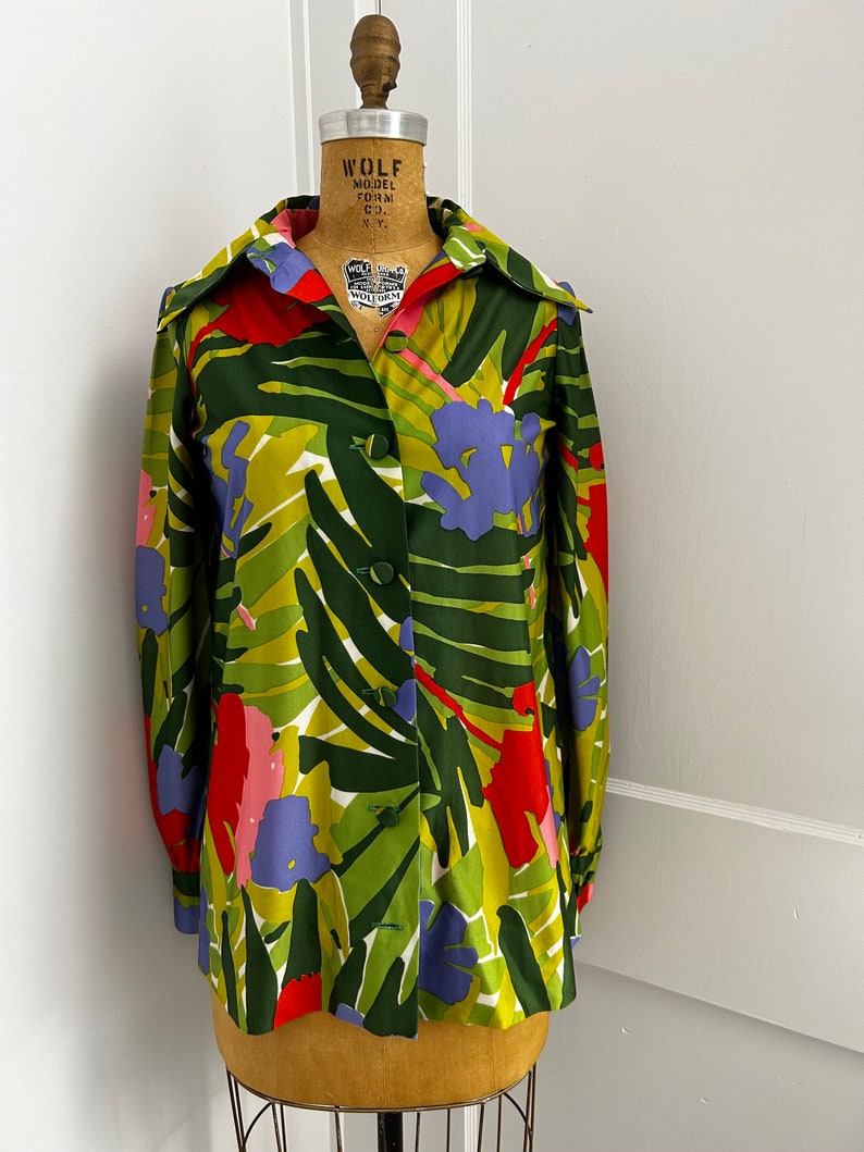 VTG Jungle Tropical Floral & Leaf Shirt image 4