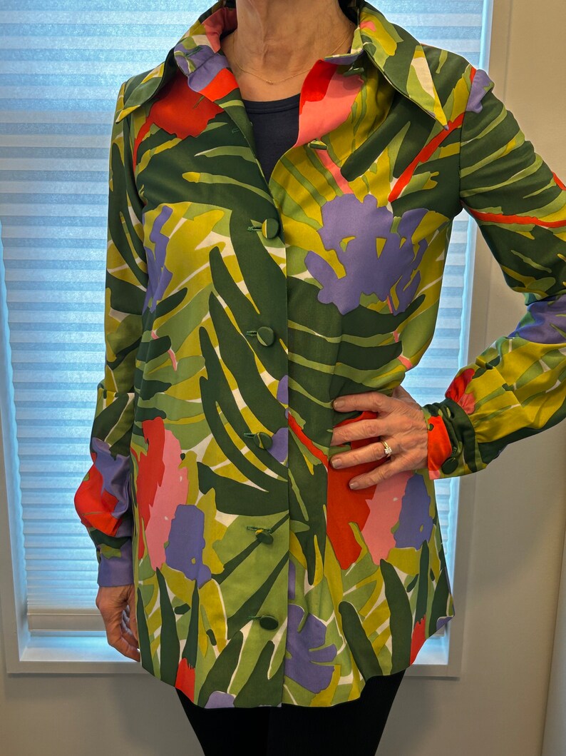 VTG Jungle Tropical Floral & Leaf Shirt image 2