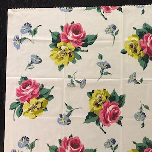 1950s Chintz with Tossed Roses and Petunias