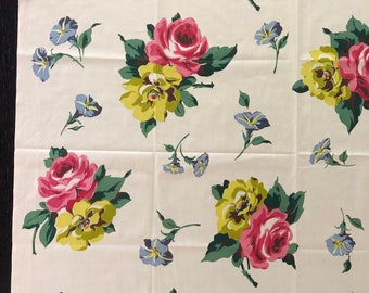 1950s Chintz with Tossed Roses and Petunias