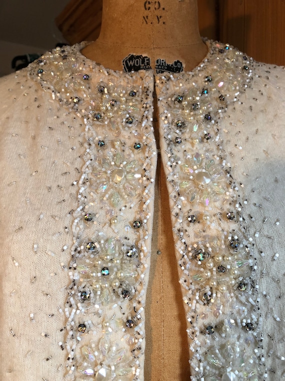 Fab Vintage 1950s Hand Beaded, Sequins and Pearls… - image 3