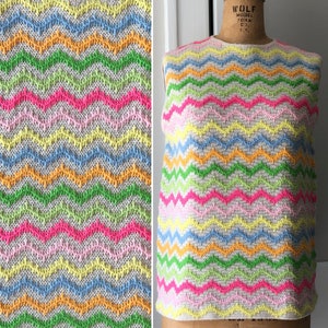 Colorful ZigZag Stitch Shell - 1960s Vintage