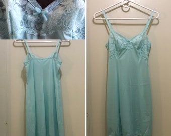 Sexy 1960s Turquoise Slip or Dress - St Michael Nylon & Lace