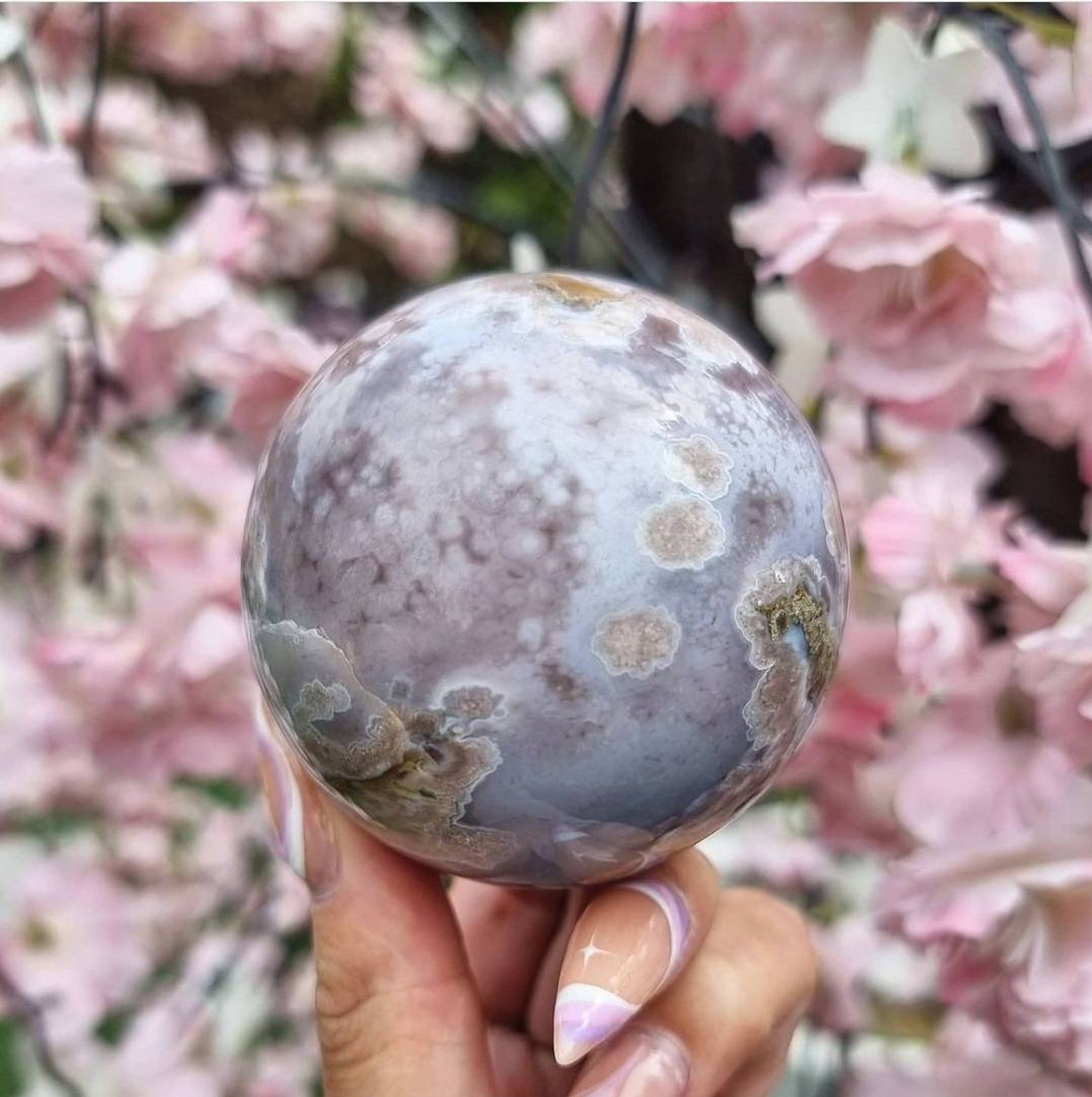 Cherry Blossom Flower Agate Sphere Etsy