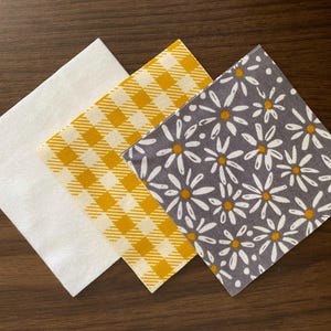 168 Pre-cut 5” Daisy White Grey Mustard Yellow gingham Flannel Fabric Squares Charm Pack Kit