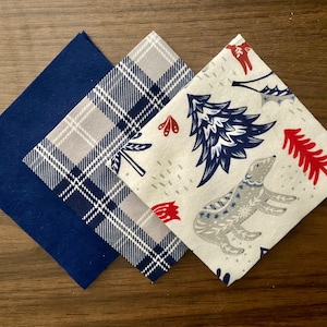 Christmas Flannel Fabric Squares: Winter Forest Animals, Plaid - 5" Pre-Cut Quilt Kit