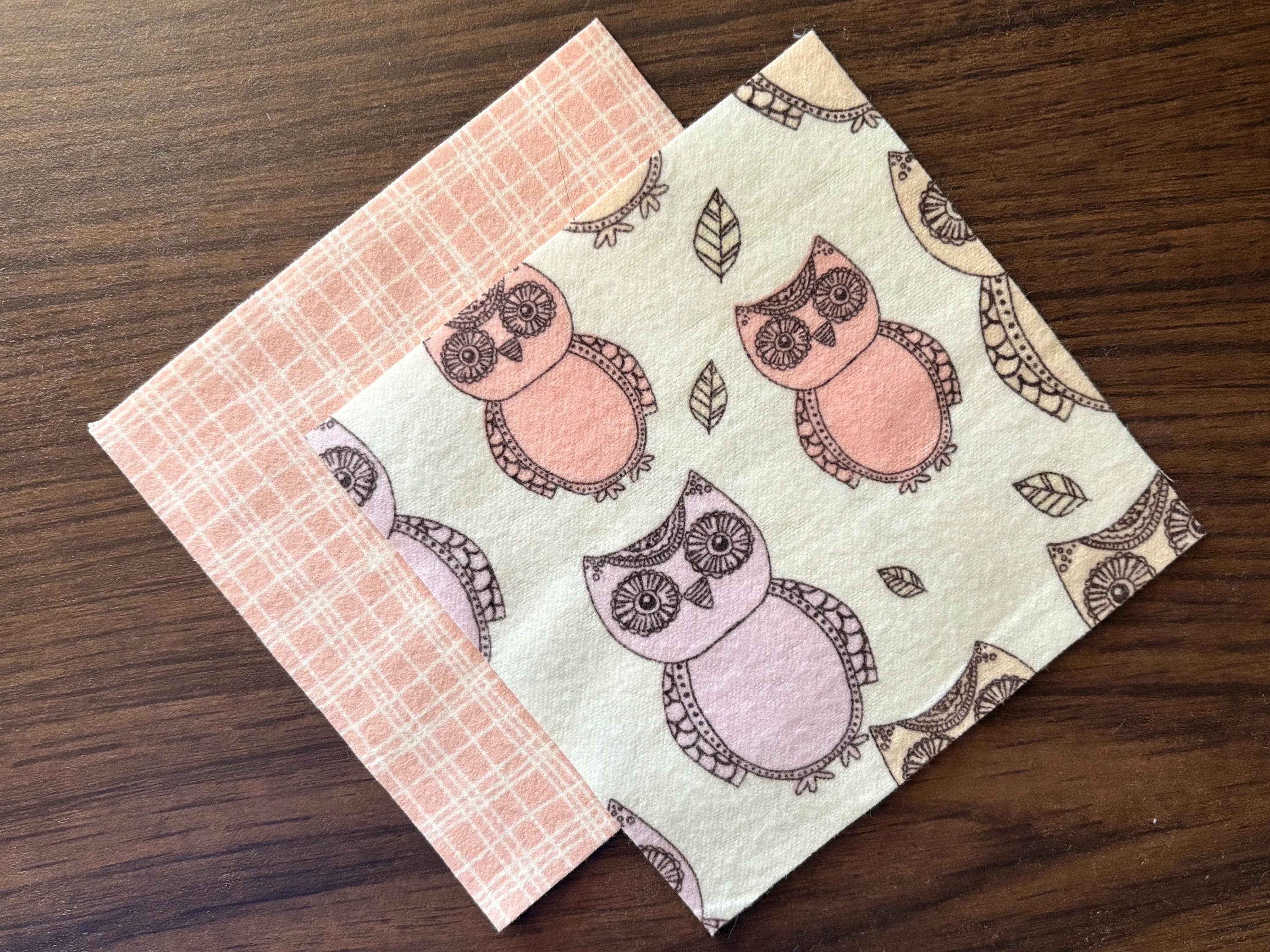 Pink Owl Plaid Pink flannel 5&rdquo; precut square charm pack