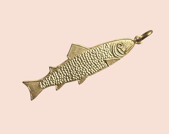 Brass Fish Charm for Necklace Sardine Pendant Nautical Jewelry