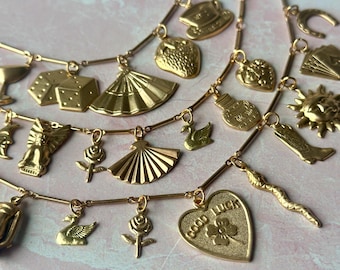 Custom Vintage Charm Necklace Build Your Own Customizable Necklace Vintage Jewelry Feminine Dainty Charms Necklace | 100 Varieties Options