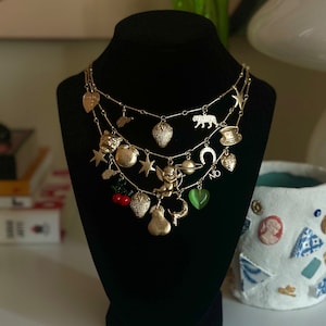 Custom Vintage Brass Charm Necklace | Build Your Own Charm Necklace | Customizable Vintage Necklace Jewelry